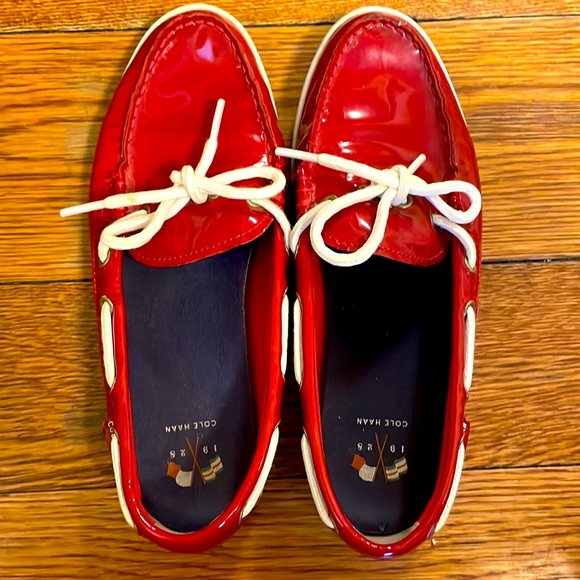 Cole Haan Women’s Boat Shoes in red patent leather Size 7.5 M with original box - Picture 1 of 6
